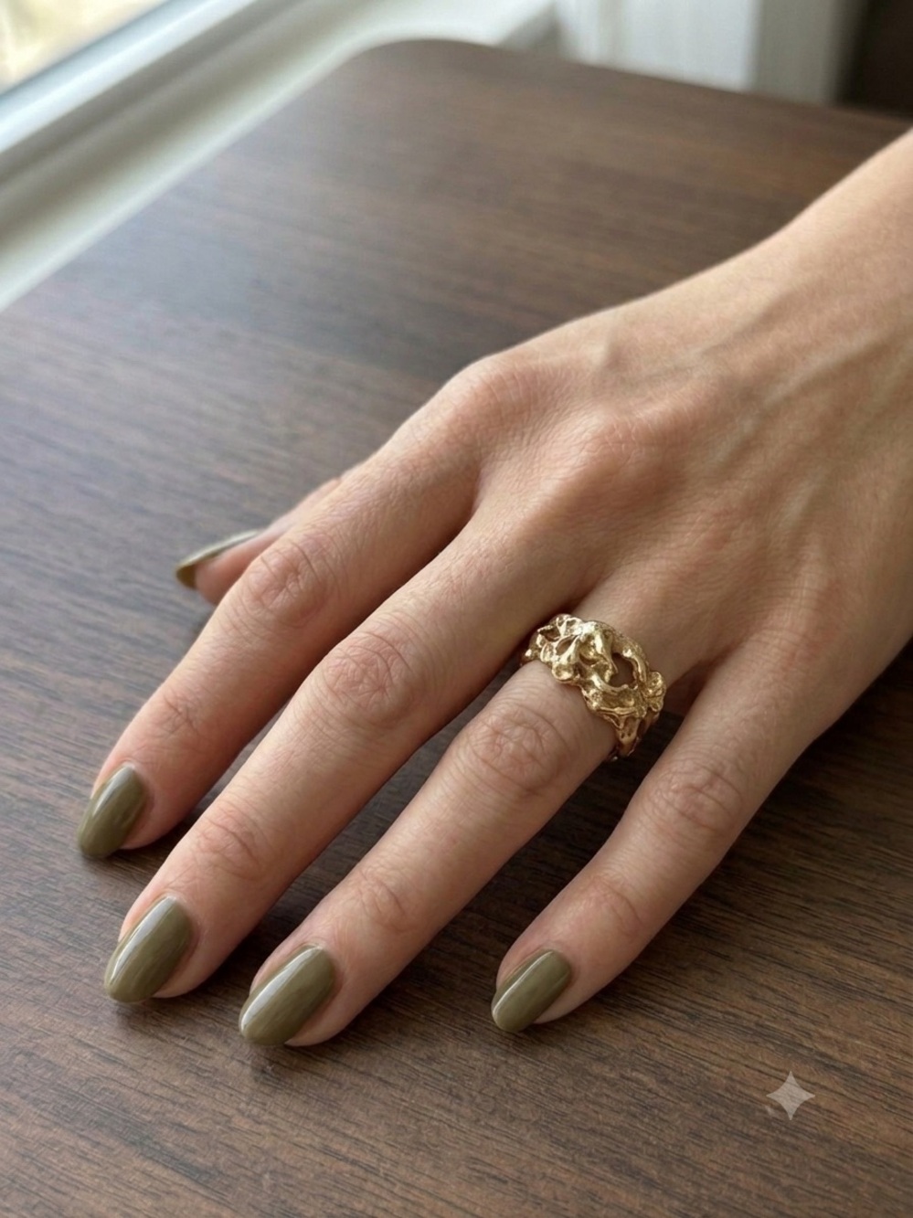 Vintage 14k Yellow Gold Abstract Nugget Ring (Size 8.5) - Picture 2 of 8